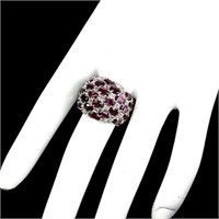 Natural Unheated Oval Rhodolite Garnet Ring