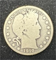 Silver 1910 Barber Half Dollar