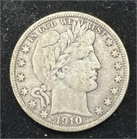 Silver 1910-S Barber Half Dollar