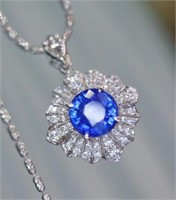 1.5ct Cornflower Blue Sapphire 18Kt Gold Pendant