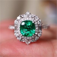 1ct Natural Emerald 18Kt Gold Ring