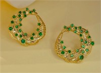 0.68cts Natural Emerald 18Kt Gold Earrings
