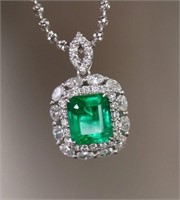 1.4ct Zambian Emerald 18Kt Gold Pendant