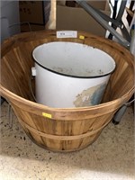Enamelware Bucket with Woven Fruit Basket