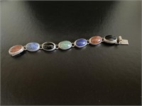 925 Silver Bracelet with stones marked 925 Mexico
