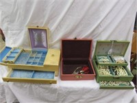 (3) VINTAGE JEWELRY BOXES-ONE WITH PEARL