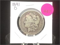 1891-O Morgan Silver Dollar in Flip