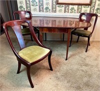 VTG WOOD DROP LEAF DINING TABLE & 3 CHAIRS