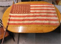 48 star US flag on 3 piece wooden pole