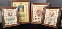 (4) FRAMED MEMORIAL COIN & BILL COLLECTIONS