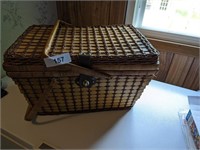 Wicker Picnic Basket w/ Plastic Ware