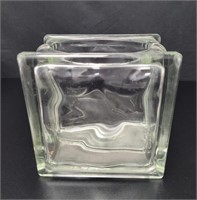 Anthurium Glass Block Vase vtg