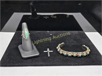 STERLING SILVER TURQUOISE JEWELRY SET