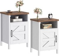 Farmhouse Nightstand Set of 2 with Shelf