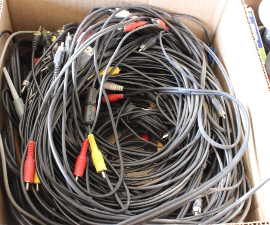 box of AV cords