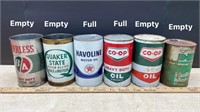 Assortment of Oil Cans (2 middle cans are full)