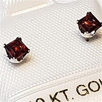 10K White Gold Garnet Earrings