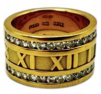 Tiffany & Co. 18K Gold & Diamond "Atlas" Ring