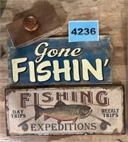 Fishing Signs & Wooden Ink Pad