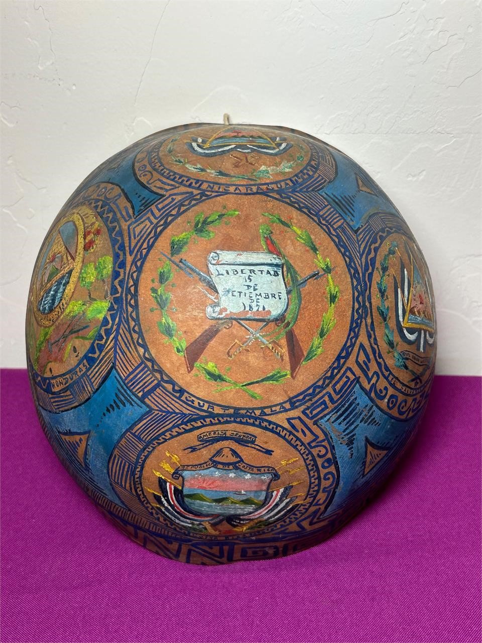 Costa Rica Hand Painted Gourd Shell, Unique