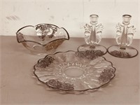 4 pcs of silver overlay glass