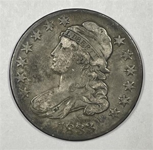 1833 Capped Bust Silver Half Very Fine VF details