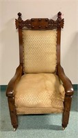 Antique hand carved parlor chair 41x23