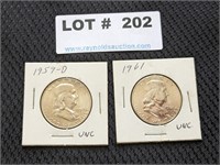 1959 D & 1961 Silver Franklin Doctors