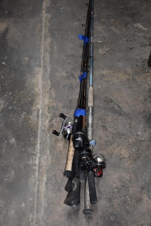 4 Fishing Rods And Reels. One 7' Rod