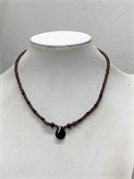 STERLING SILVER & GEMSTONE BEADED NECKLACE