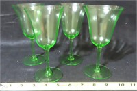 (4) Green Vaseline Glass
