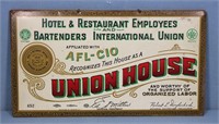 Antique Tin Litho Union House Hotel Sign