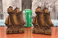 Vtg. sirocco wood ship bookends