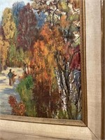 Fall Walk Oil Painting - Unsigned