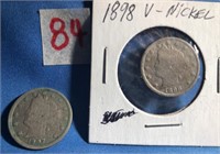 1898,1907 V Nickels