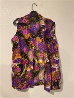 Vintage Femme Polyester Floral Colorful Top