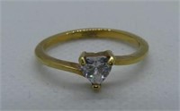 GOLD COLOURED HEART CUBIC ZIRCONIA RING