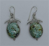 'SHANO' SILVER GREEN JASPER EARRINGS