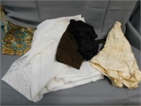 Black bonnet - scarf - silk skirt - white lacy