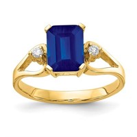 14k Emerald Cut Sapphire Diamond Ring