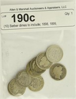 (10) Barber dimes to include; 1898, 1899,