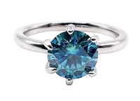 925S 2.0ct Blue Moissanite Diamond Ring