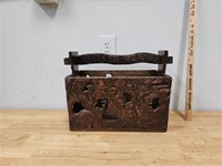 Wood Carved Book and Magazine Rack