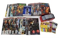 LARGE LOT OF COMIC BOOKS AND TRADING CARDS