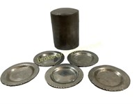 Pewter Tea Caddy, Small Plates