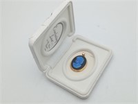 New 14K Yellow Gold Blue Agate Pendant