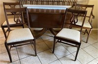 Antique Mahongay Drop Leaf Table & 4 Chairs
