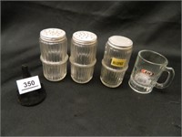 Vintage Glass Shakers-(2); Spice Jar-(1);