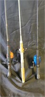 Three fishing poles