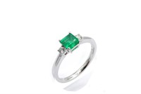 0.58ct Emerald & diamond set 18ct white gold ring